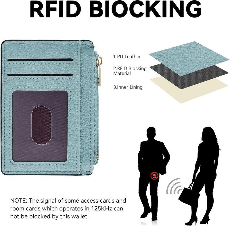 Tipmile Credit Card Holder for Women Slim Minimalist Front Pocket RFID Blocking Wallet Small Compact Card Case with ID Window, Powder Blue - Image 2